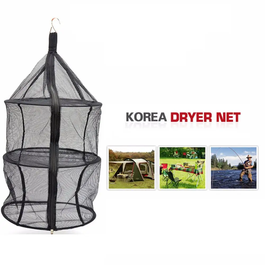 Herb Drying Folding Fishing Net with Zippers Dryer Mesh Tray Drying Rack Flowers Hanger Fish Net Tackle Accessory Tool