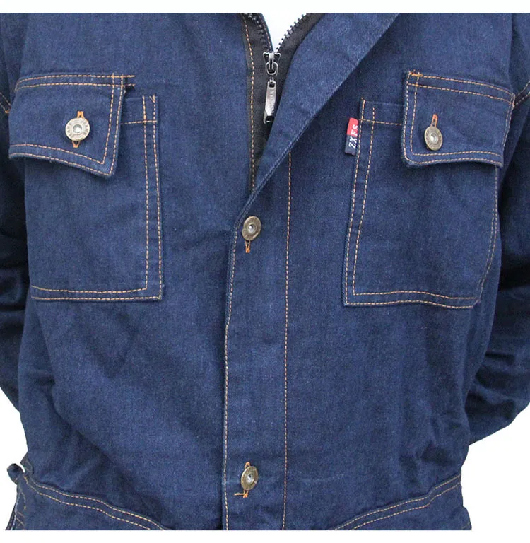 CCGK Mens Overalls Denim Work Clothing Hooded Coveralls Plus Size Labor Overalls For Worker Machine Welding Auto Repair Painting (3)