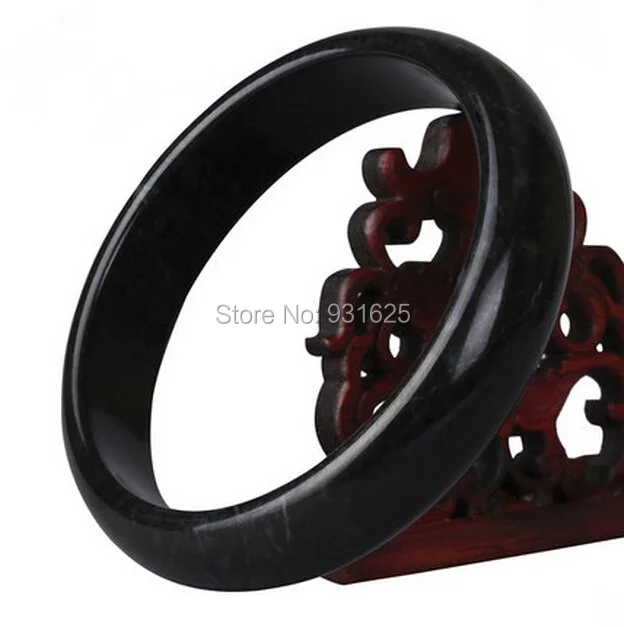 

Pretty Natural Genuine DuYu NanYang Black Bracelet Bangle Jewelry Bangles + box 56-62mm