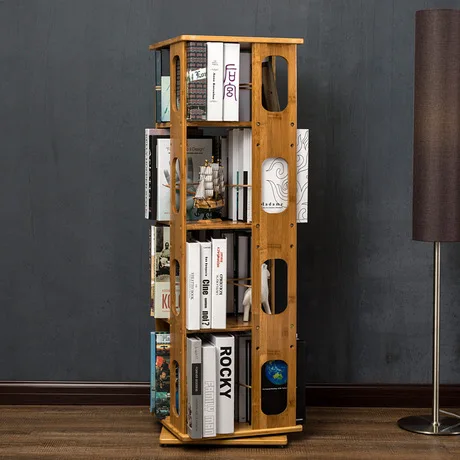 Книжный шкаф, мебель для гостиной, мебель для дома из бамбука, вращающаяся на 360 градусов книжная полка, Книжная стойка, современный минималистичный