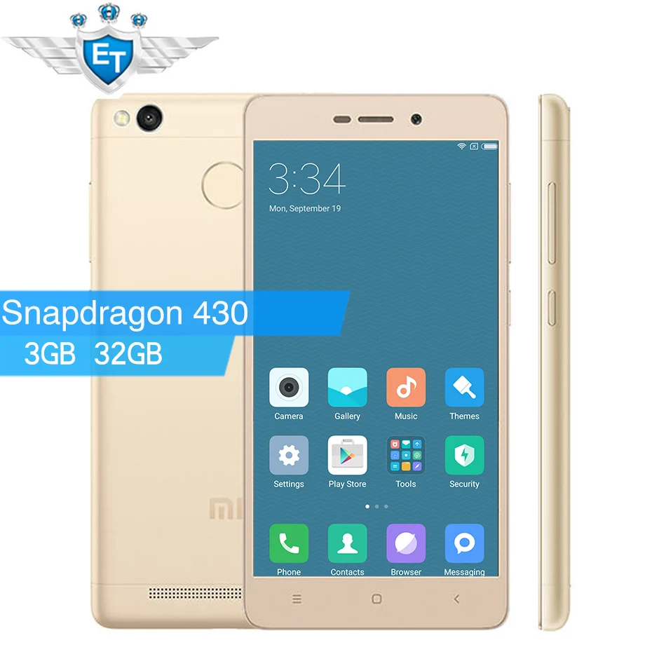 Original Xiaomi Redmi 3S Pro 3S Prime 3GB RAM 32G Cell Phones Snapdragon 430 OctaCore 5.0 inch 13.0MP Metal Body Fingerprint OTA