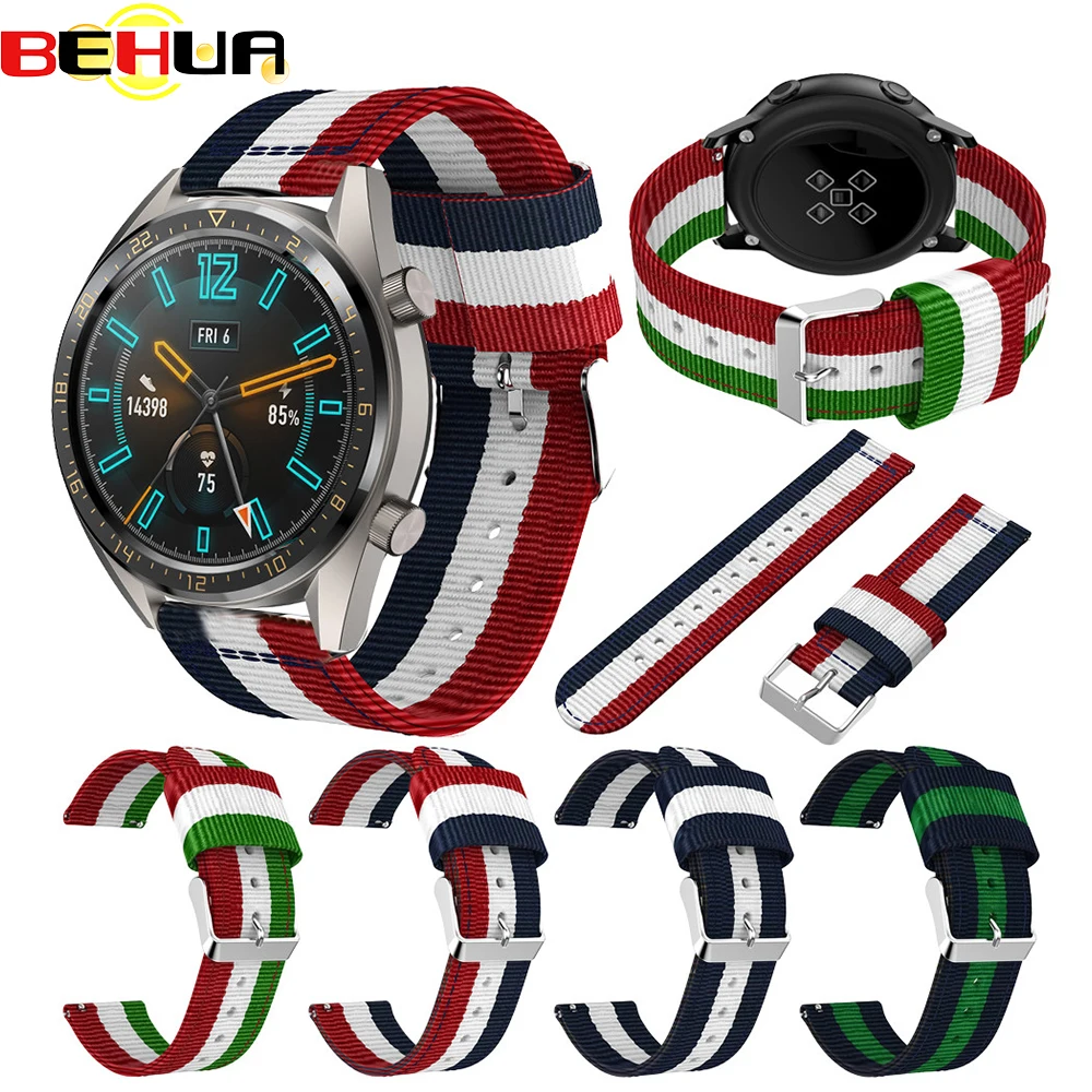 

Adjustable Nylon Sport 22MM watch band For Huawei watch GT Strap For Samsung Galaxy Watch 46MM Bracelet Replacement Wristband