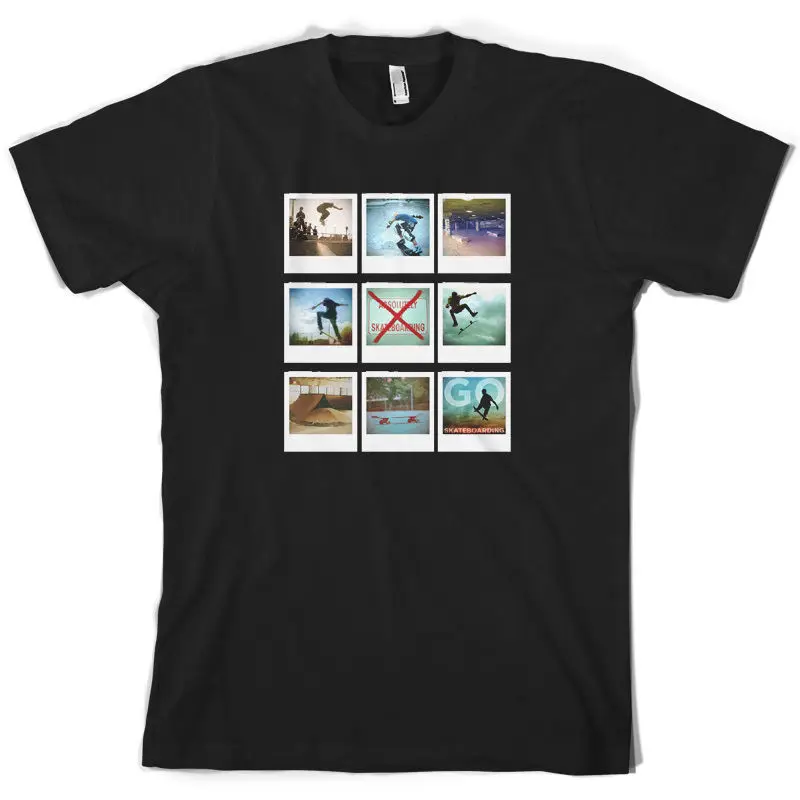 Go SkateboardER Photo Collage Мужская футболка скейтборд Скейтер печать мужская короткий