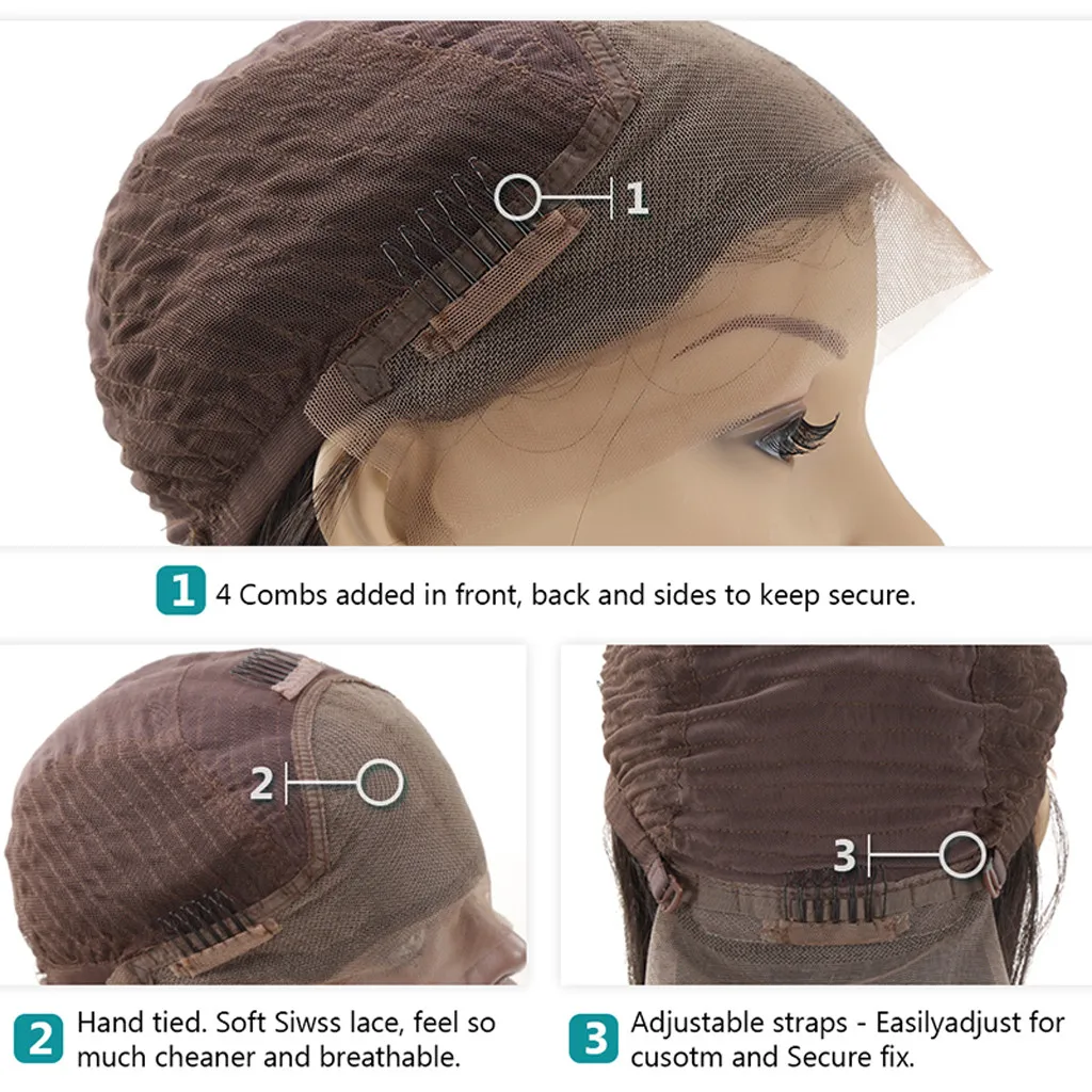 

Factory price 1pc Women Fashion Lady Black 12Inch Straight Short Lace Front Convenient Fiber Hair Wigs Stand Hot Jan15