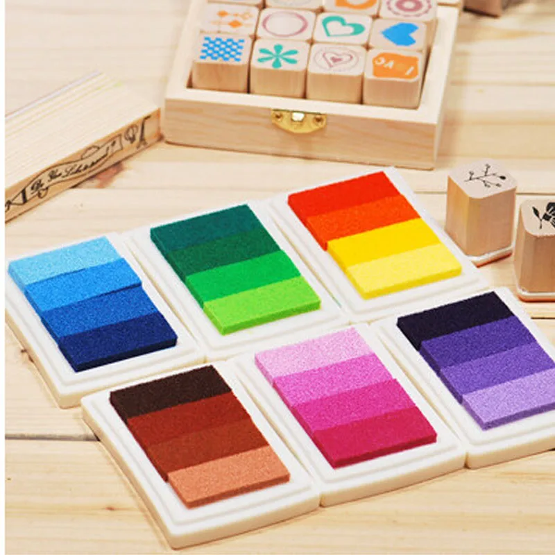 

6 Colors Homemade DIY Gradient Color ink Pad Multicolour Inkpad Stamp Decoration Fingerprint Scrapbooking Accessories