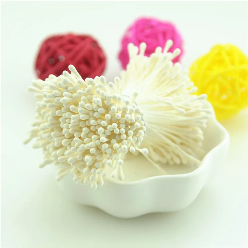 400pcs 1mm Retro Matte Double Heads Mini Flower Stamen Pistil Wedding Decoration DIY Fake Christmas Scrapbooking Gift box craft