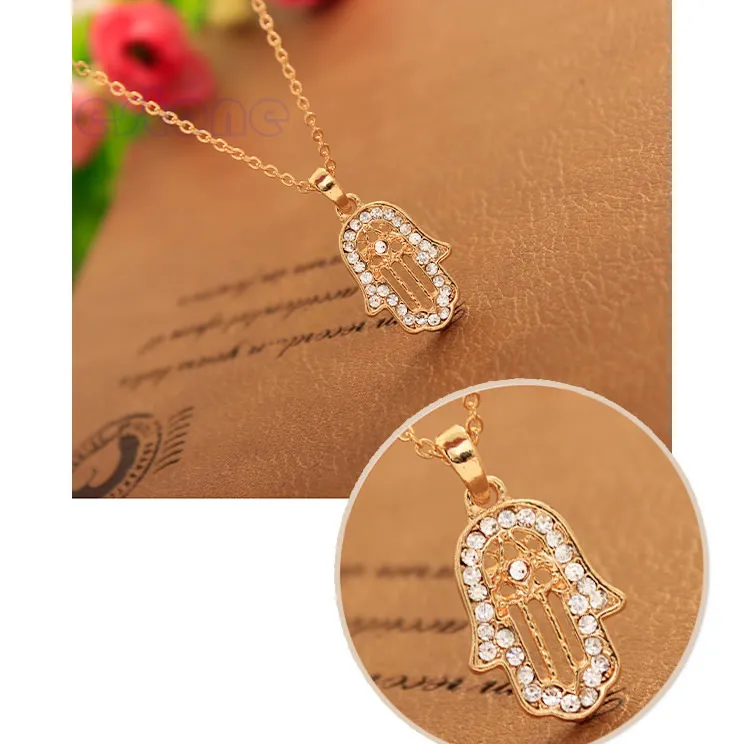 

2018 Good Luck Protection Hamsa Symbol Fatima Hand Evil Eye Pendant Necklace Chain A10_20
