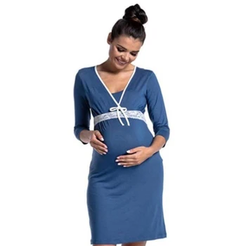 

Summer Maternity Deep V-neck Breastfeeding Nightgown Pregnant Women Nursing Dress Maternity Fashion Sleepwear