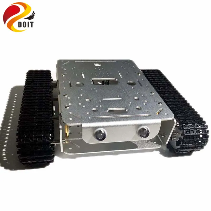 4WD Tracked Robot Smart Chassis with Aluminum Alloy Wheels/Frame 2 Motors for Modification Tank Model Robot Project RC Toy