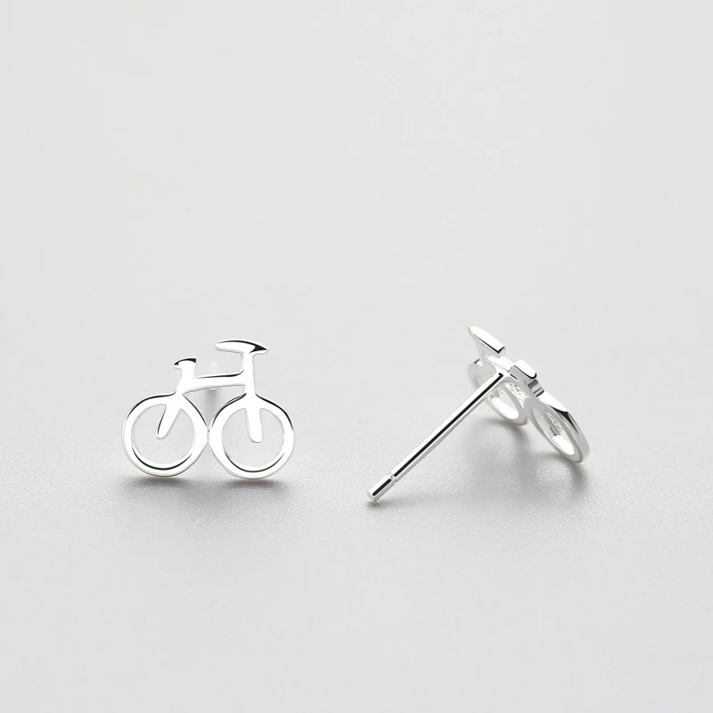INZATT Geometry Bicycle Stud Earrings Real 925 Sterling Silver Fine Jewelry For Women Party Punk Minimalist Accessories Gift - Image 3