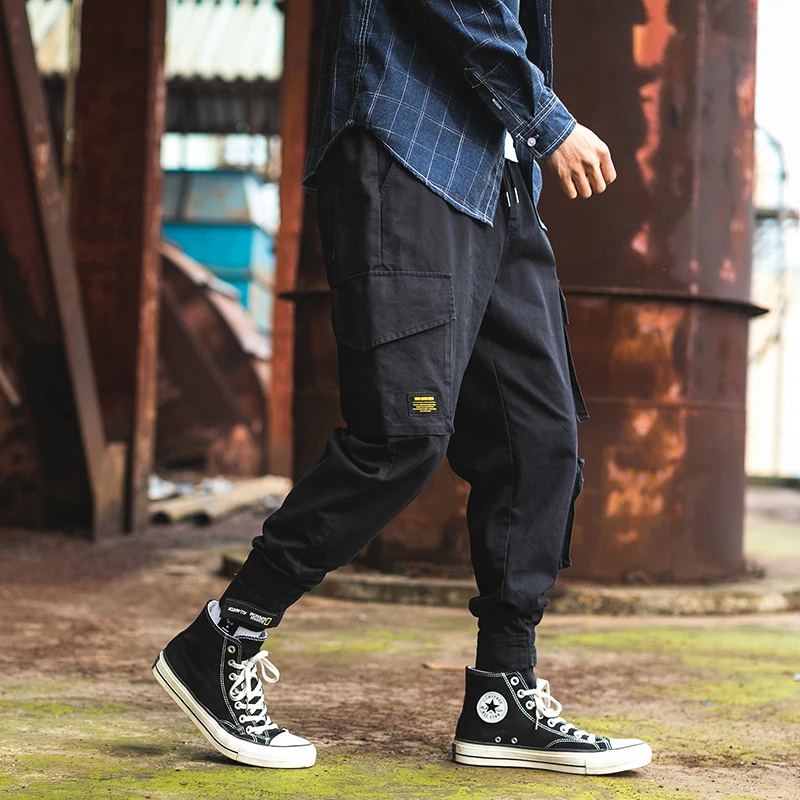 Plus Size Orange Cargo Pants With Pockets Fashion Classic Spring Men's Sweatpants Black Hip Hop Hom