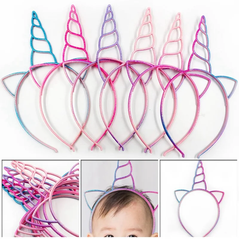 

6 pcs/lot Girls Unicorn Hairbands Lovely Hair Hoop Princess Plastic Unicorn Headband For Party Hair Accessories