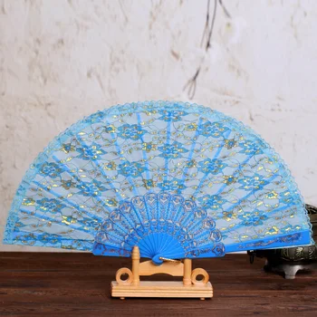

Double-layer lace plastic folding fan traditional Chinese dance fan wedding hand fan 100pcs wen6648