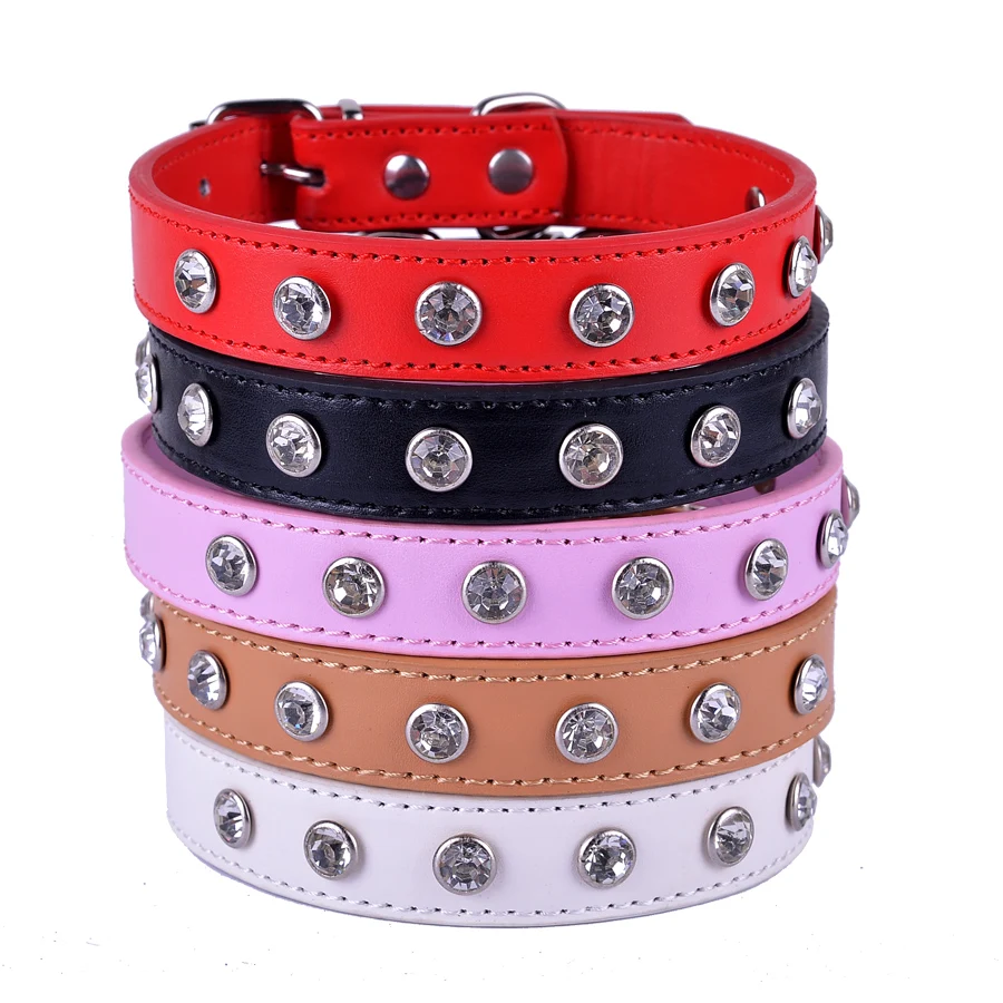 Pet Collar Rhinestone PU Leather dog collars Diamond comfortable Puppy
