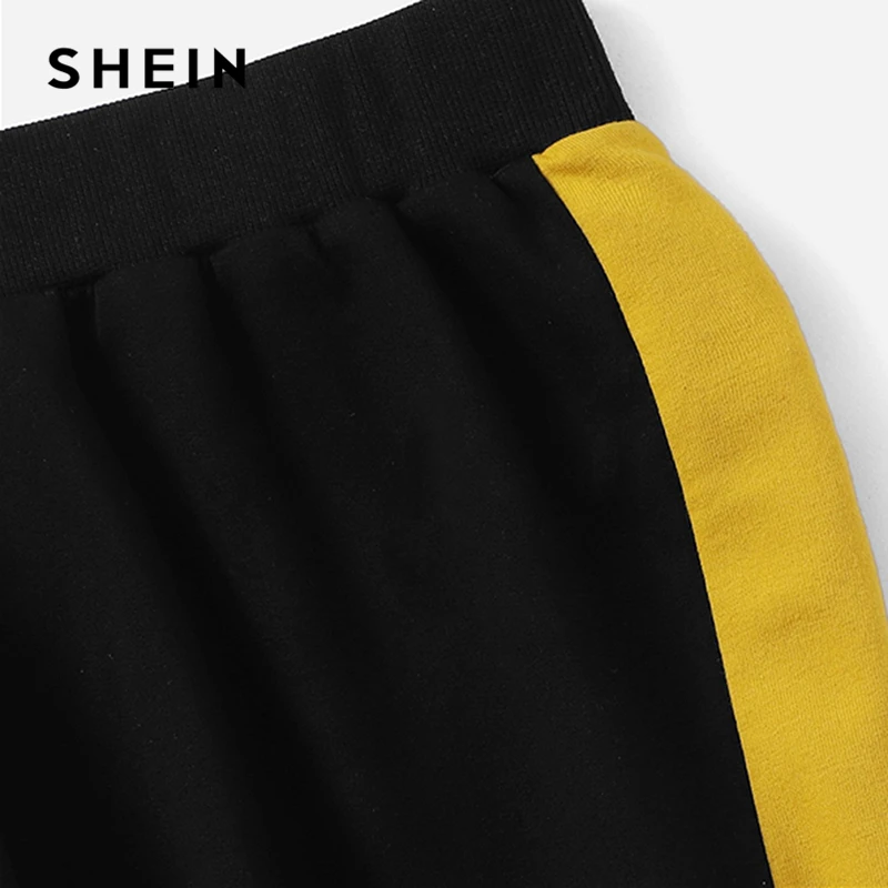 Женский разноцветный цветной пуловер SHEIN осенние спортивные брюки с круглым