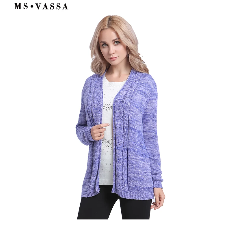 MS VASSA Clearance Sale Sweaters Autumn Winter Women Cardigans casual knitted open Stitch long