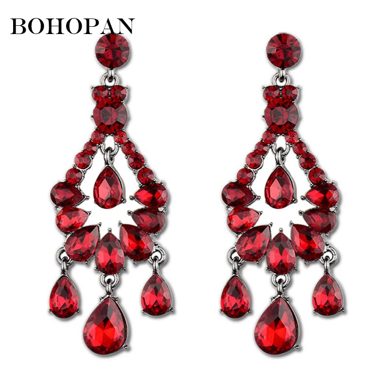 

Rhinestone Drop Earrings For Women Brand New Elegant Crystal Earrings Jewelry Trendy 5 Color Stone Wedding Earrings Party 2018