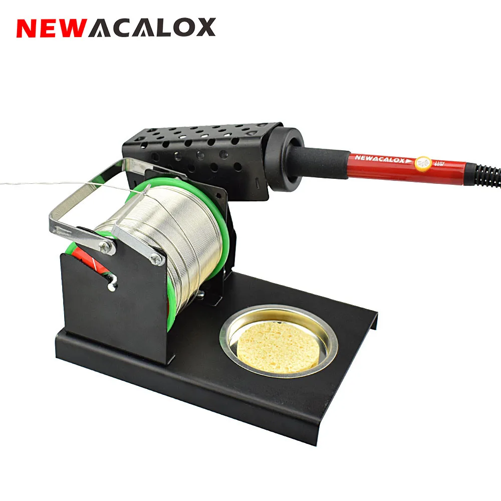 

NEWACALOX Repair Tool Soldering Iron Stand Holder Support Station Metal Steel Plate Base with Cleaning Sponge Soldering Tool