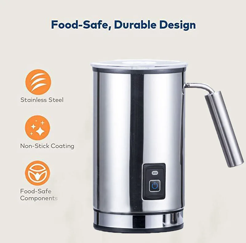 Stainless Steel 3 Function Automatic Milk Frother Coffee Foamer Container Soft Foam Cappuccino Maker Electric Coffee Frother