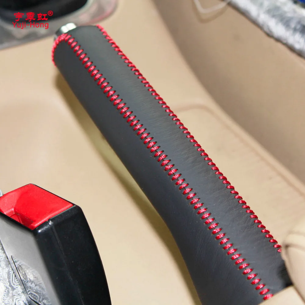 Yuji-Hong Car Handbraek Covers Case for Volkswagen VW Golf VI Jetta Sagitar 2011 Genuine Leather Handbrake Grips Cover