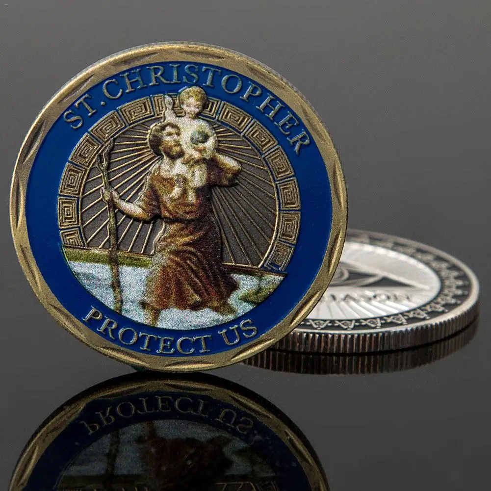 St. Christopher (back Jesus) Commemorative Coin Embossed Three-dimensional Commemorative Coin Un-Currency Gold Plated Cions