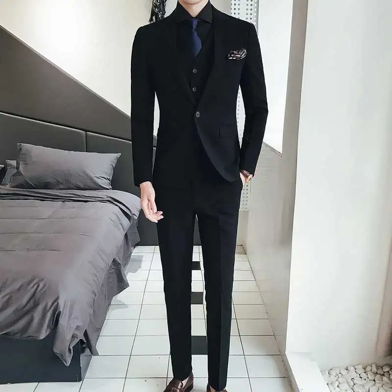 

Black Groom Tuxedo Gentle Men Suits for Wedding Suits Man Blazer Single Breasted 3Piece Latest Coat Pants Designs Costume Homme
