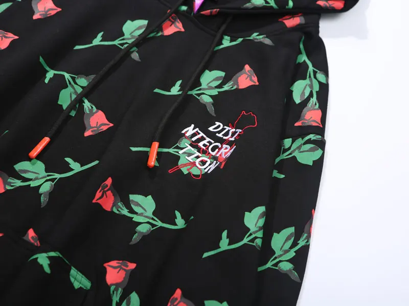 Red Rose Full Printed Embroidery Letters Hoodies 4