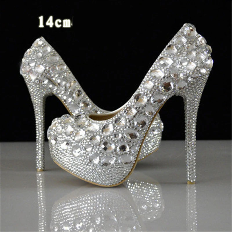 glass high heels shoes
