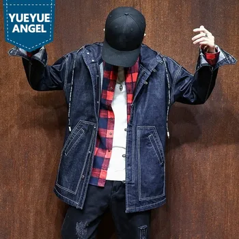 

New Men Neutral Denim Jacket Slim Thin Fashion Series Lined Hooded Couple Denim Jacket Women Jean Coats Big Pocket Big Size