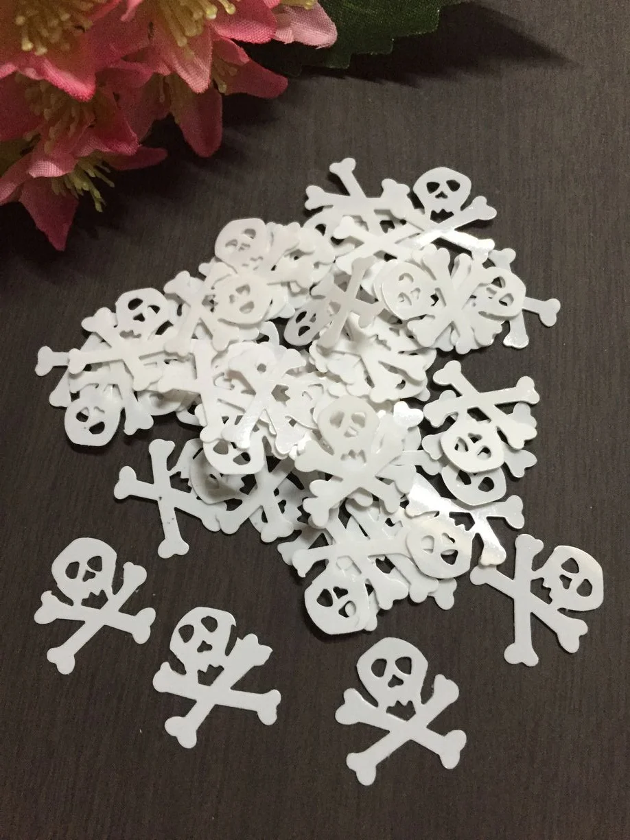 800pcs/lot 15mm White Skull Death's Head Sequins PVC Flat Paillette Crafts For Sewing Easter DIY Accessory Kids | Дом и сад