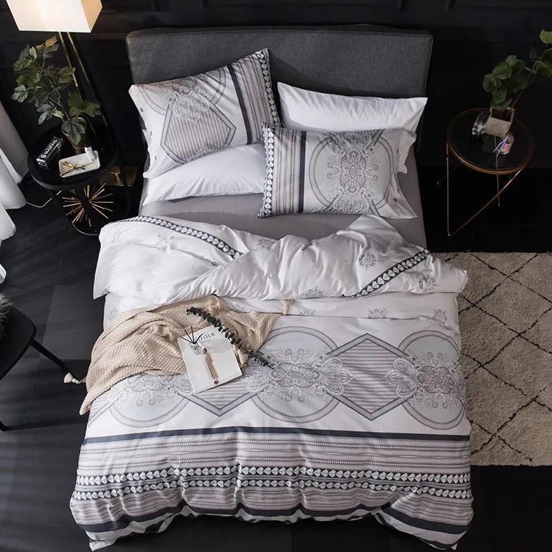 

TUTUBIRD-White and Black Luxury 100% Egyptian cotton bedding sets Mandala Buddhism style Duvet Covers bedclothes queen king size