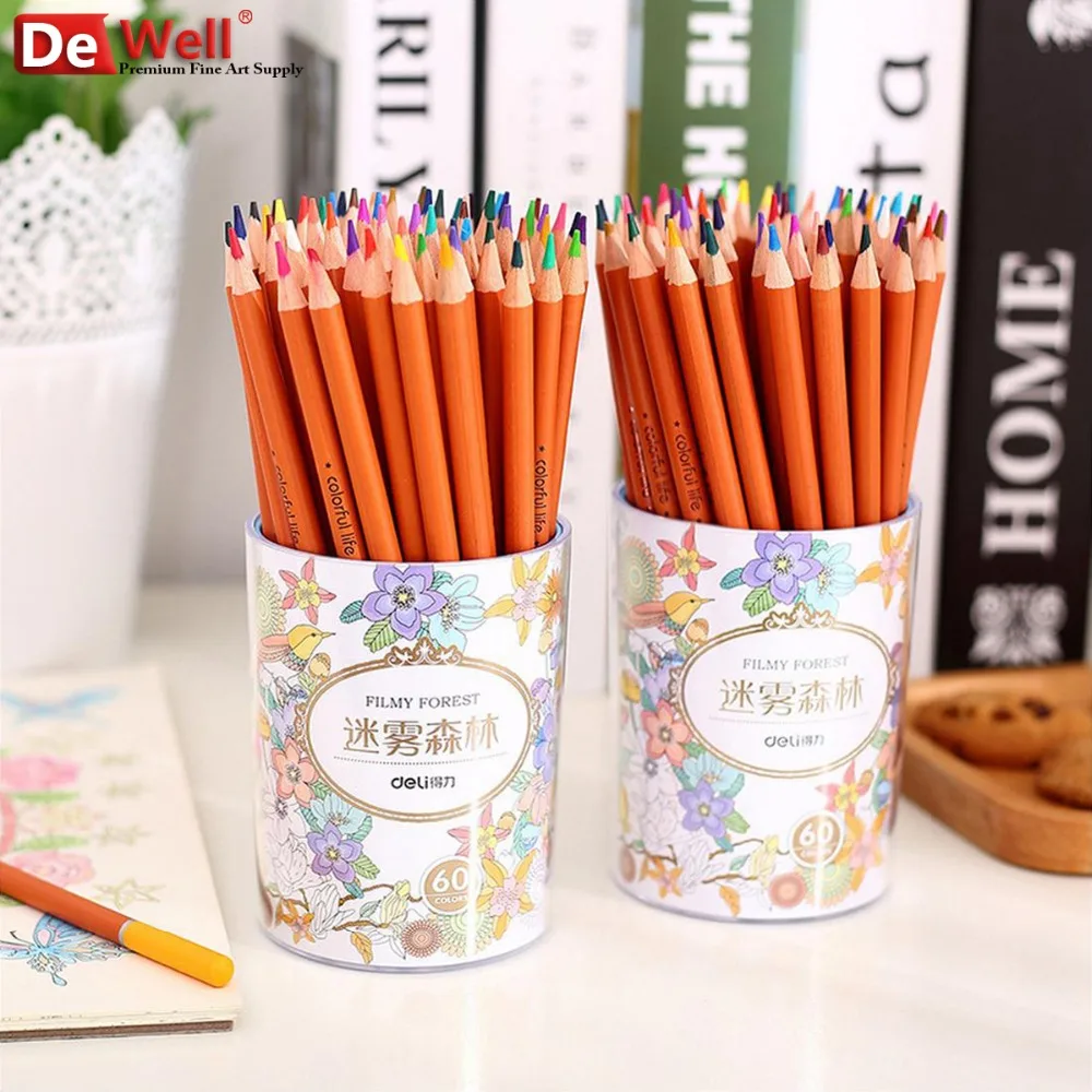 

Deli 60 pcs Color Pencils lapis de cor Profissional Oil Base Crayons Non-toxic Kids Colouring Drawing Pencil Set for Art School
