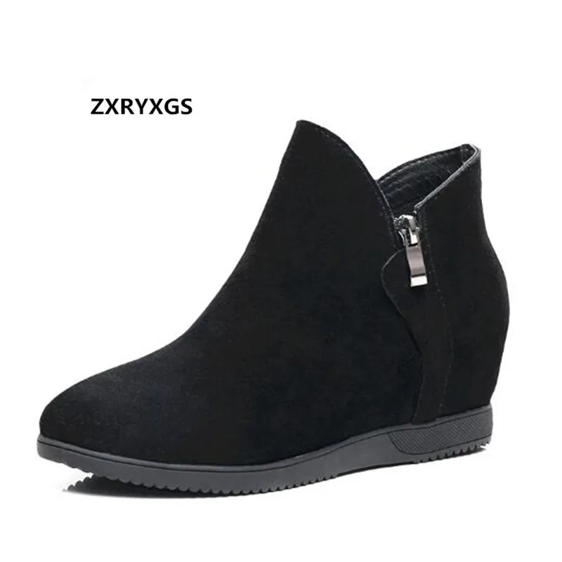 

ZXRYXGS Brand Shoes Woman Increase Within Wedges Ankle Boots 2018 new Autumn Winter Matte Leather Shoes Casual Shoes Women Boots