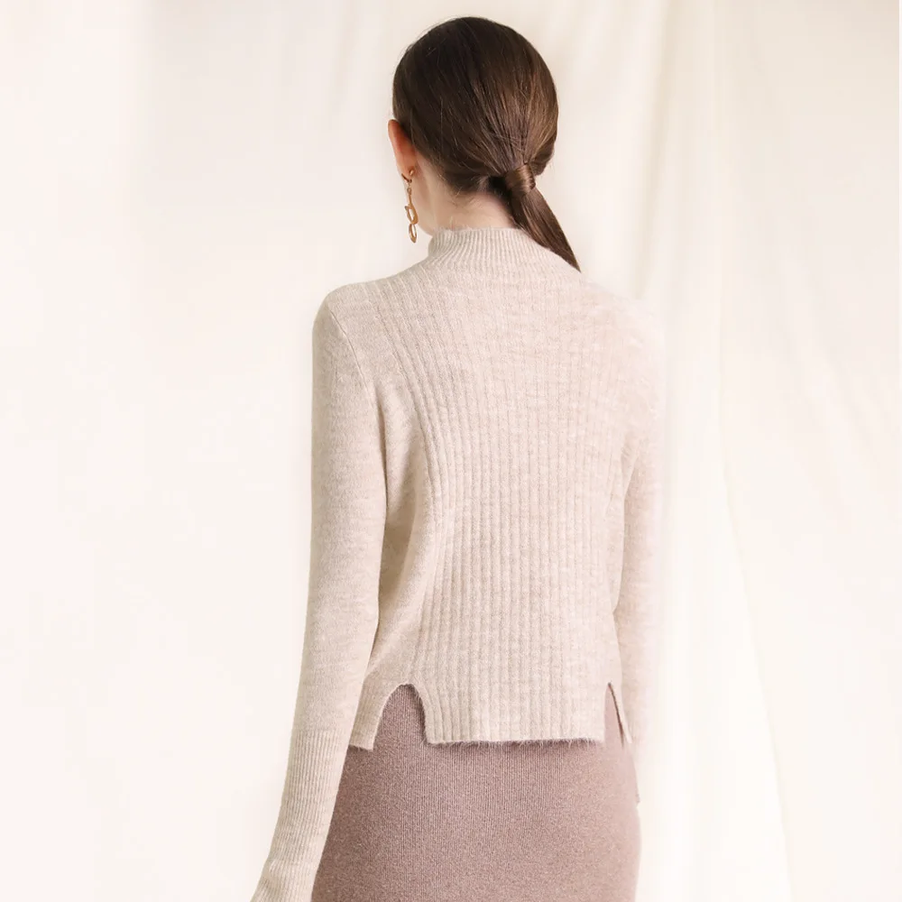 Solid half turtleneck elastic knti slim pullovers sweater 2018 new women autumn winter basic sweater