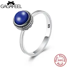GAGAFEEL 100% Real Pure 925 Sterling Silver Lapis Lazuli Rings Women Retro Elegant Gift for Lover Silver Ring Jewelry Drop Ship