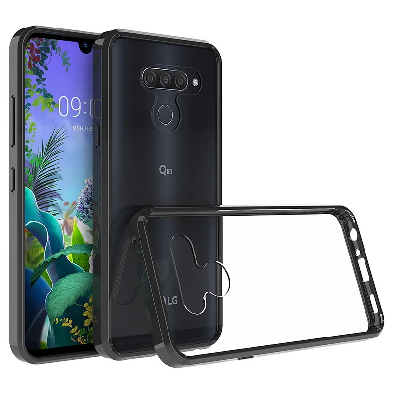 Для LG Q60 силиконовый чехол ТПУ бампер + жесткий Гибридный акриловый задний Чехол