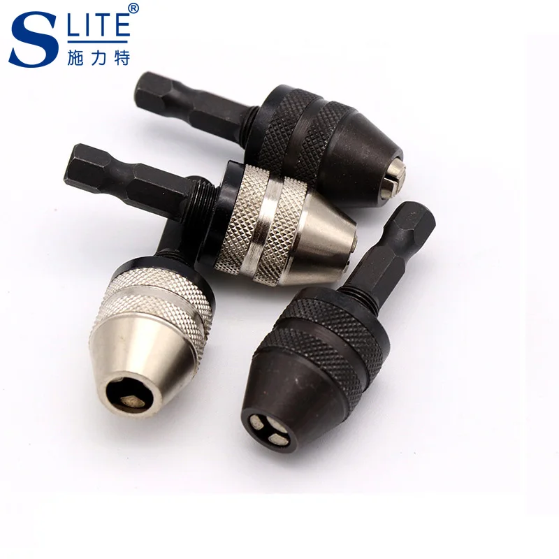Slite Three Jaw Converter Chuck 0.3-6.5mm Six Corner Handle Push Pull Chuck Alloy Dremel Bit