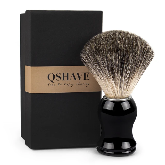 Qshave człowiek czysta włosia borsuka pędzel do golenia 100% oryginalny do maszynki do golenia zabezpieczenia na kanty proste klasyczna maszynka do golenia 11.5cm x 5.2cm 1