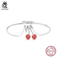 ORSA JEWELS Подлинная стерлингового серебра 925 женские браслеты Подвески с красным камнем натуральное серебро женские ювелирные изделия для вечеринок SB35