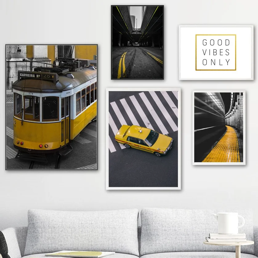 New-York-Tram-Taxi-Street-Landscape-Wall-Art-Canvas-Painting-Nordic-Posters-And-Prints-Wall-Pictures