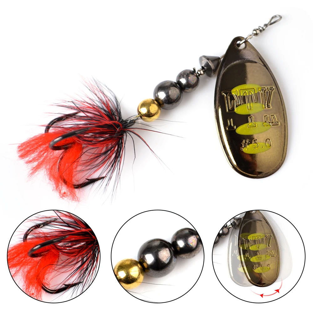 FTK Fishing Lure  Spoon Spinner Bait 1pc 12g 18g Feather Saltwater Lure Accessories Treble Hook Metal Hard Lure Wobblers Tackle