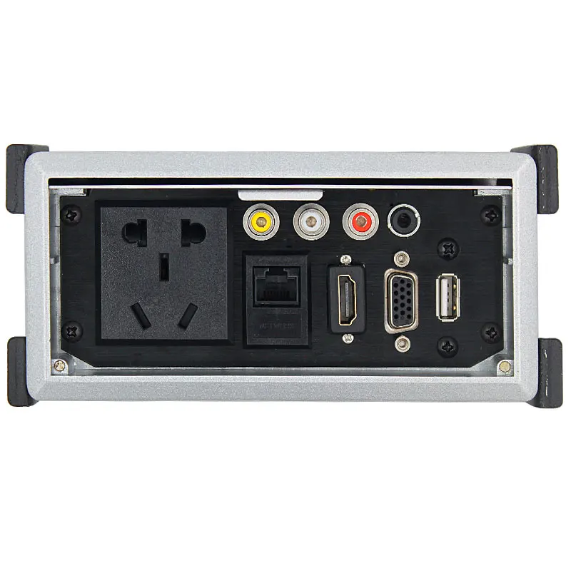 

Media socket Tabletop Socket With HDMI2.0 VGA AV USB RJ45 3.5mm Audio Multimedia Outlet Panel For Hotel Meeting Room KTV Plug