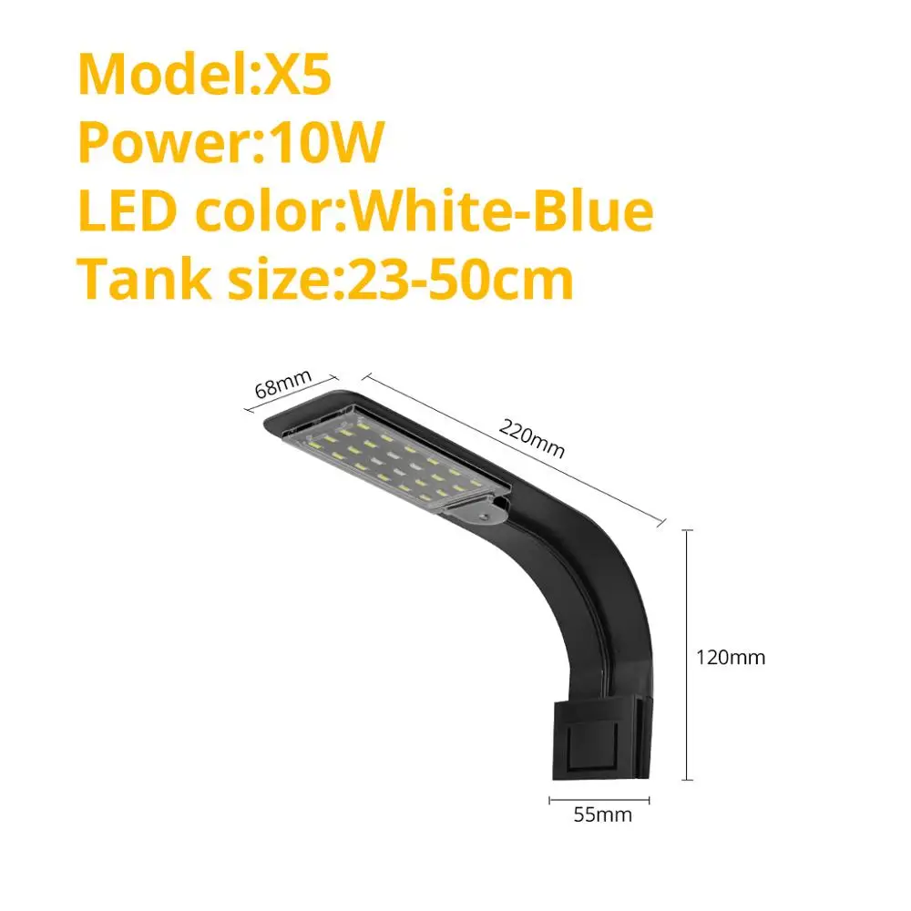 LED Aquarium Fish Tank Light Clip-on 5W/10W/15W LED Plants Grow Lights Aquatic Freshwater Aquarium Lamps Waterproof 220V EU Plug 