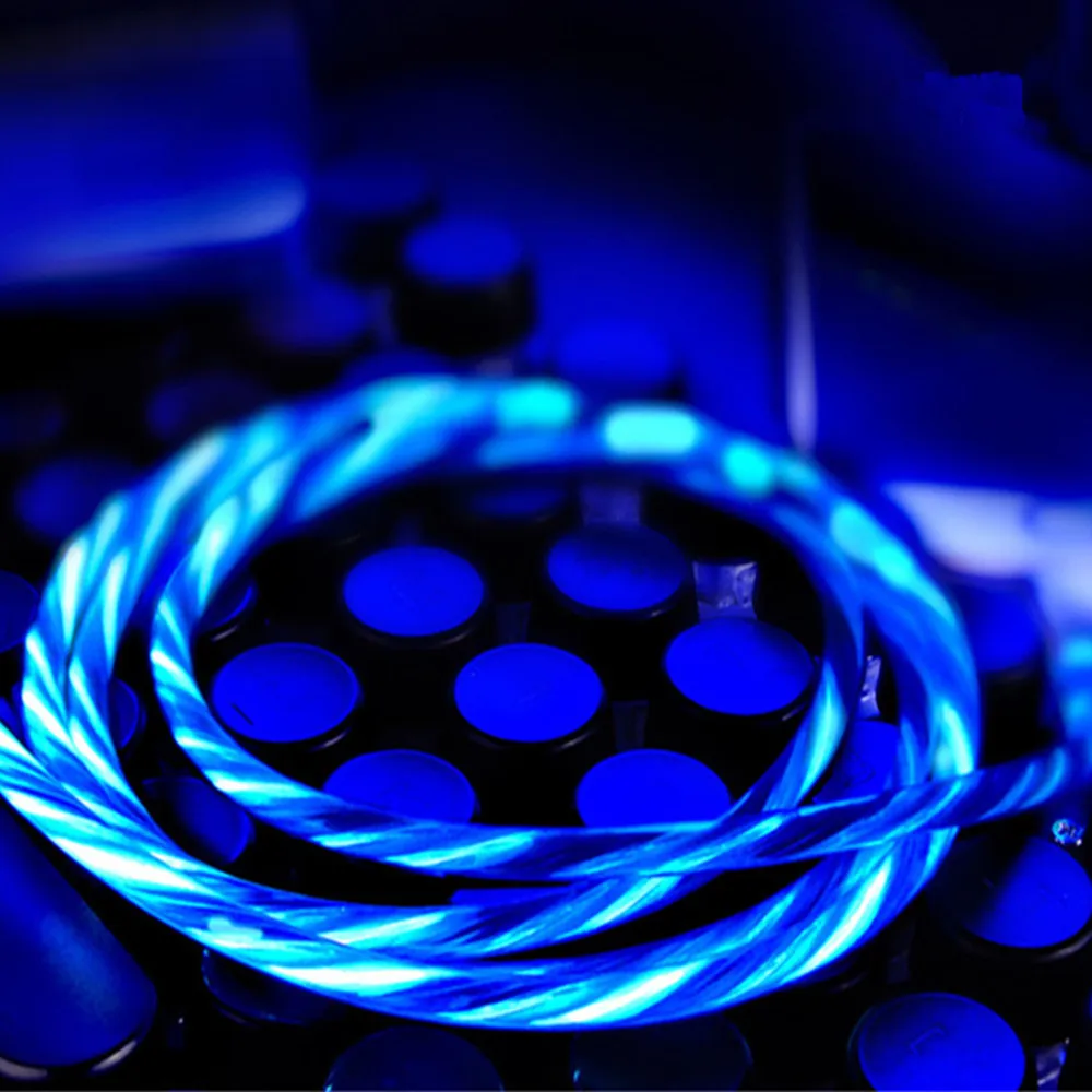 

LED Streamer Charging Cable For iPhone X Huawei P20 Lite Honor10 Xiaomi Mi8 Mi6 USB C Type C Mobile Phone Charger Flowing Cable