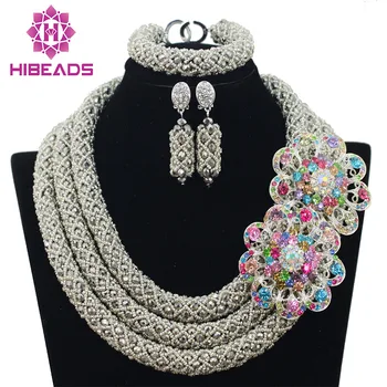 

Exclusive African Wedding Jewelry Sets Dubai Nigerian Bridal Necklace Jewelry Sets 2016 Popular Gift Beads Free Shipping AEJ898