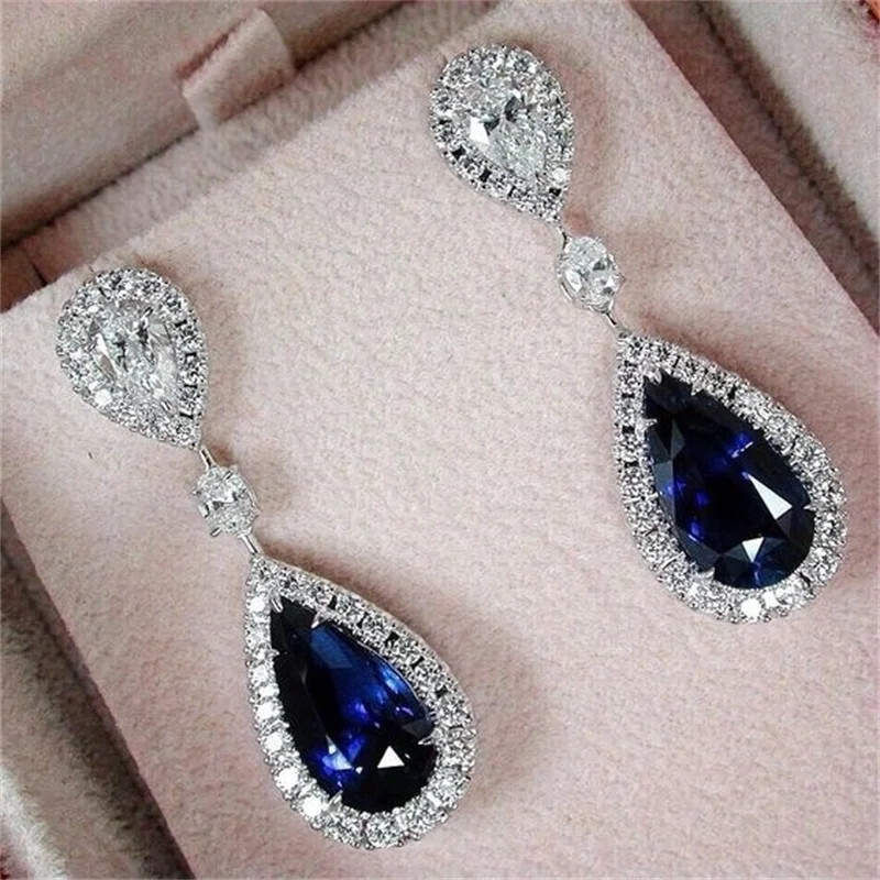 

FNIO Brincos Crystal Stud Earrings Fashion Silver Zircon Pendant Pendiente Earrings Women Geometry Long Earrings 2018