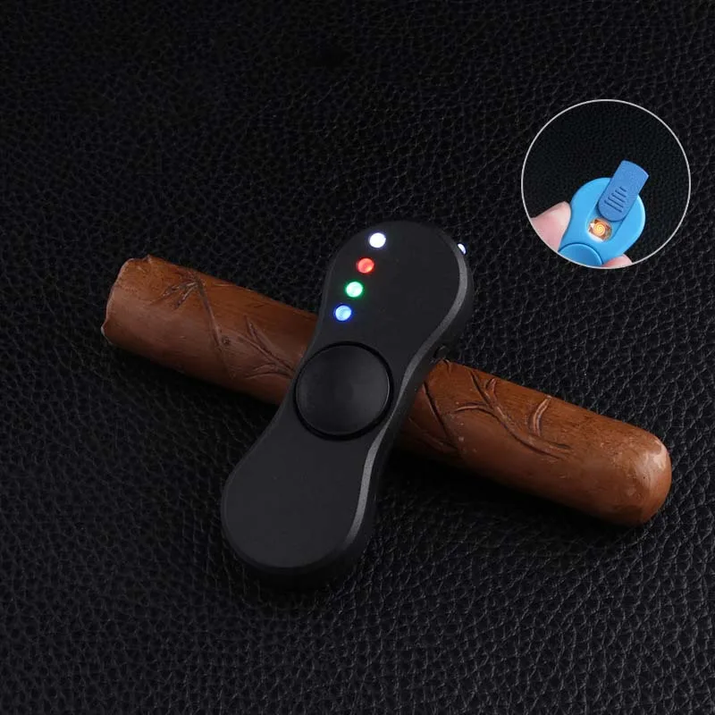 Спиннер Вольфрам Turbo USB Зажигалка для сигарет курение электронный перезаряжаемые WilndProof Push Ignite - Цвет: black