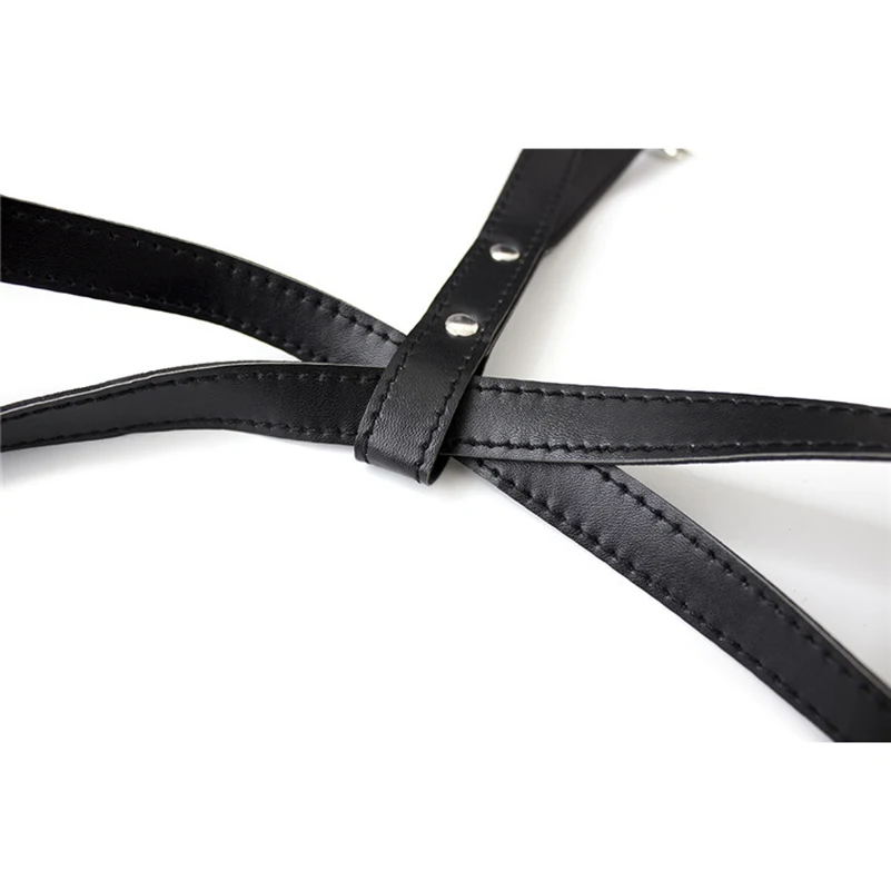 BDSM Halter Design Hot Sexy Female Leather Bra Underwear rivet Adjustable shoulder strap Short Distinctive Unique bondage-style women bra,erotic lingerie