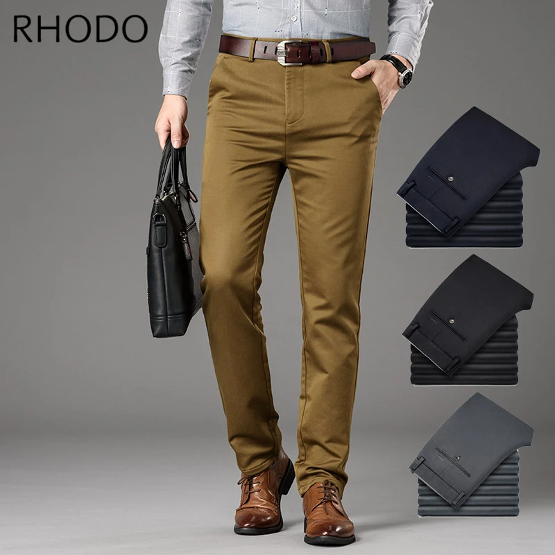 

New Men`s Business Casual Pants High Waist Pure Colour Lyocell Straight Stretch Trousers 28-42