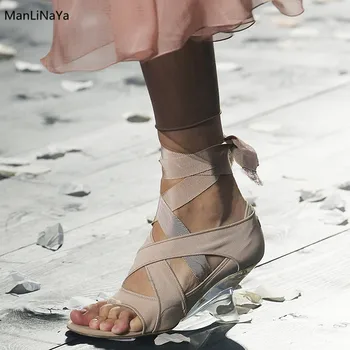 

Srange Style Hoof Heels Summer Women High Heels Runway Open Toe Hollow Out Femal Thong Sandals New Ankle Strap Women Party Shoes